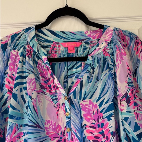 Lilly Pulitzer Elsa Tropical Floral Tunic in Pink & Blue - Picture 3 of 8